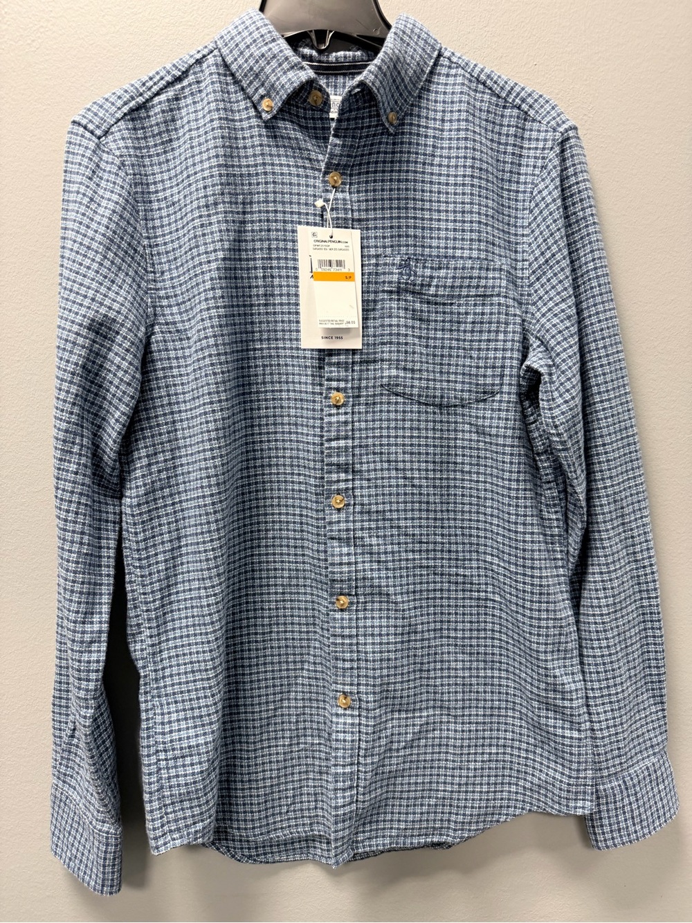 NWT Original Penguin Denim Slim Fit Shirt Men’s S Sargasso Sea Blue